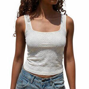 Coldwater creek women’s lace overlay tank top sz xl country girl boho festival